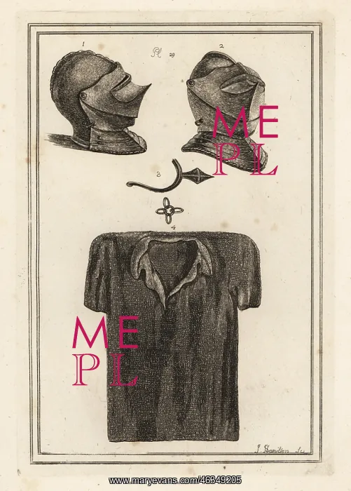 : Helmet, prick spur and suit of chainmail armour : Helmet, prick spur and suit of chainmail armour