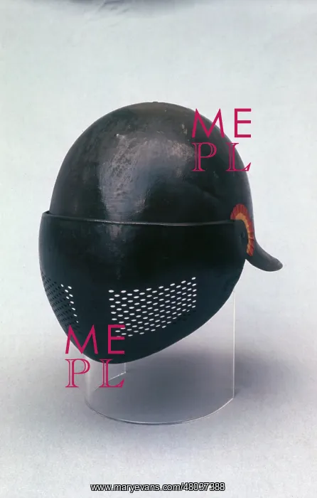 : Helmet with visor and rosette, WW1 : Helmet with visor and rosette, WW1