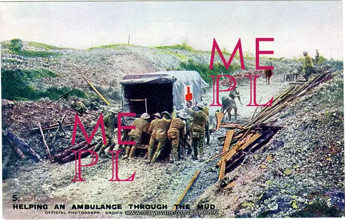  : Helping an ambulance through the mud, WW1