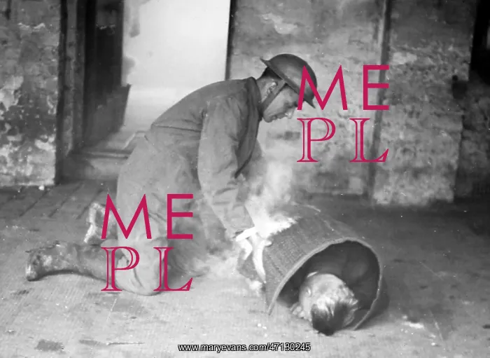  : Helping someone on fire, ARP training exercise during WW2