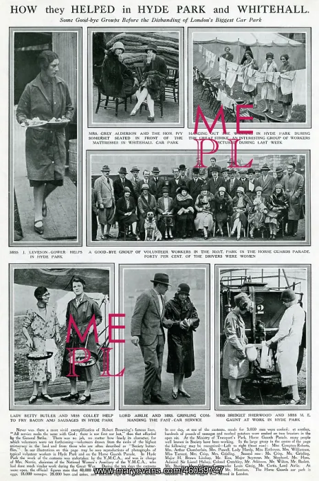  : Helping in Hyde Park and Whitehall during the strike 1926