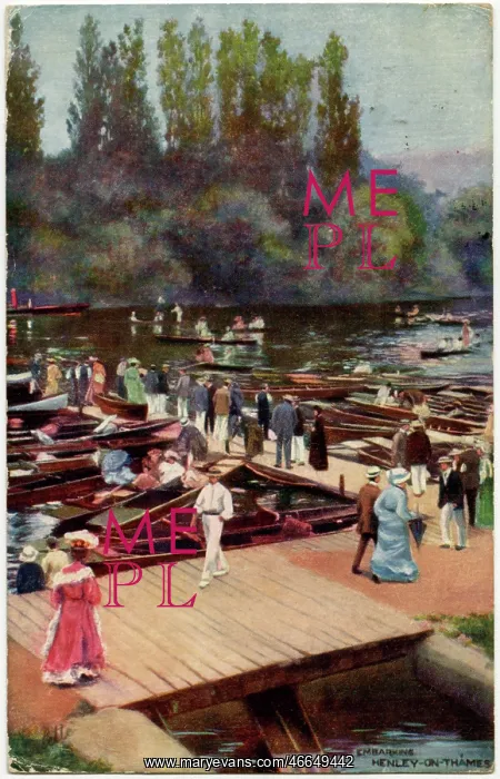 : Henley Regatta - Embarking for a gentle row on the river : Henley Regatta - Embarking for a gentle row on the river