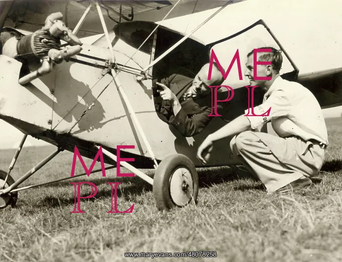 : Henri Mignet sitting in a ~Le Pou-du-Ciel : Henri Mignet sitting in a ~Le Pou-du-Ciel