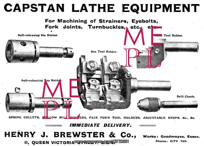 : Henry Brewster Capstan Lathes Eqpt : Henry Brewster Capstan Lathes Eqpt