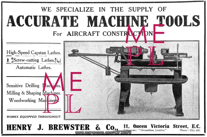 : Henry Brewster Machine Tools 1917 : Henry Brewster Machine Tools 1917