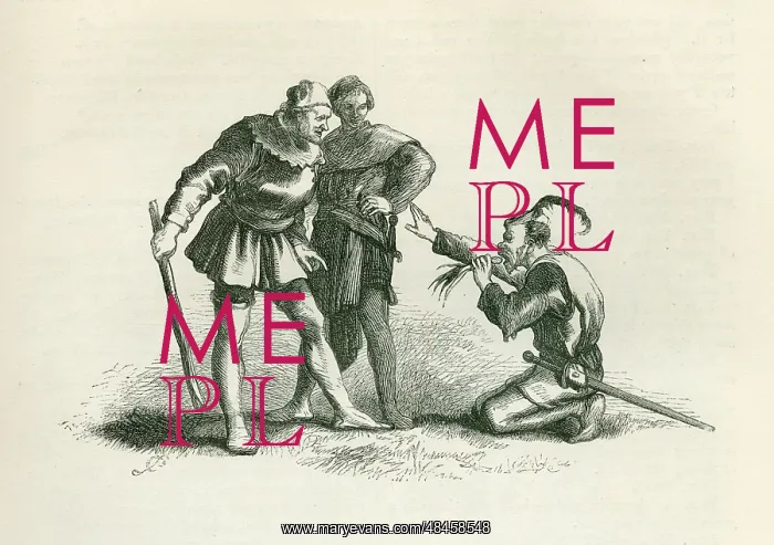 : Henry V - Fluellen forces Pistol to eat a raw leek, watched by Gower : Henry V - Fluellen forces Pistol to eat a raw leek, watched by Gower