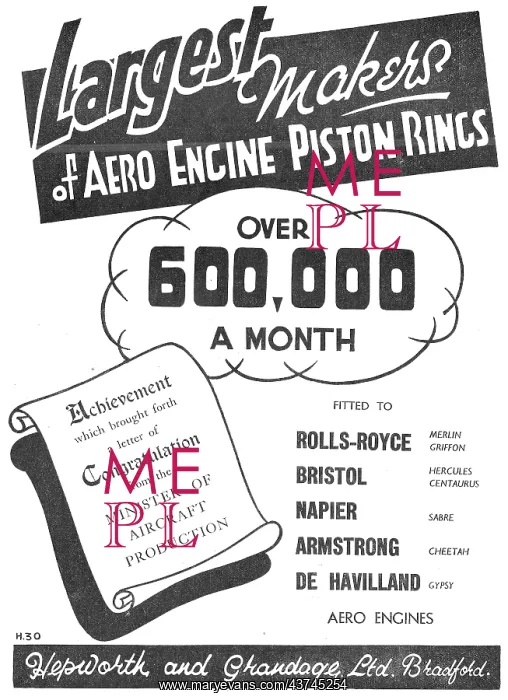 : Hepolite Aero Engine Piston Rings : Hepolite Aero Engine Piston Rings