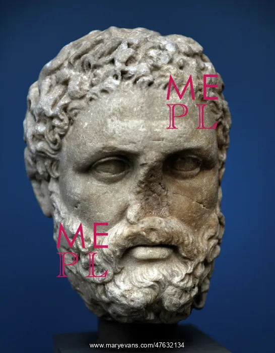 : Heracles. Divine hero in Greek mythology. Head. Marble : Heracles. Divine hero in Greek mythology. Head. Marble