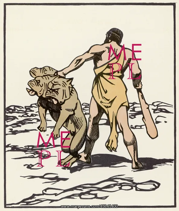 : HERAKLES AND CERBERUS : HERAKLES AND CERBERUS