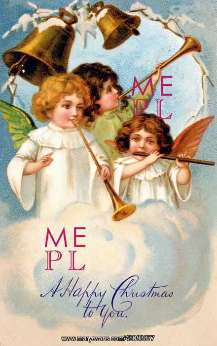  : Herald angels on a Christmas card