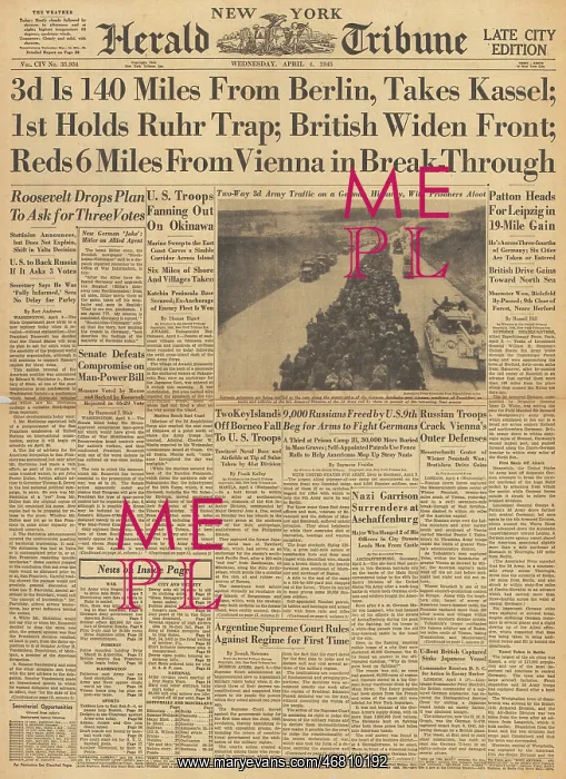 : Herald Tribune front page US forces capture Kassel : Herald Tribune front page US forces capture Kassel