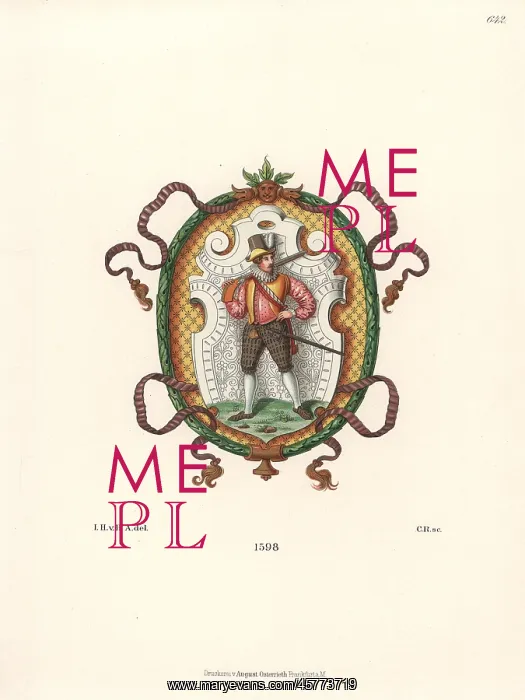 : Heraldic shield of a gunmaster from an art : Heraldic shield of a gunmaster from an art