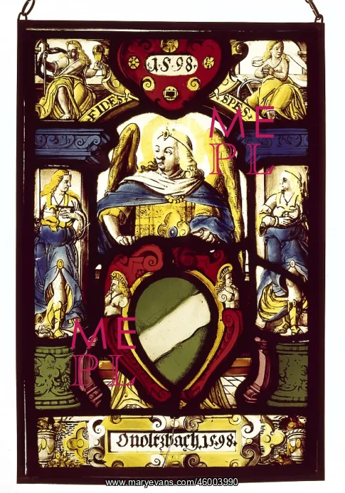 : Heraldry. Coat of arms, Germany, dynastic coat of arms, window of Ansbach town hall, 1598 : Heraldry. Coat of arms, Germany, dynastic coat of arms, window of Ansbach town hall, 1598