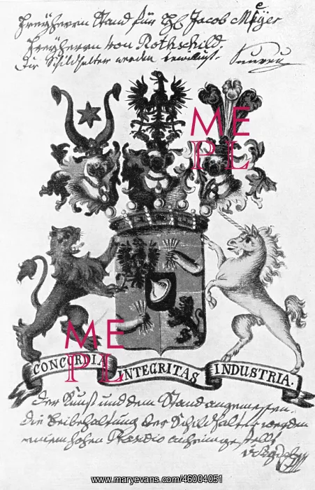 : Heraldry. Coat of arms, Germany, Rothschild family coat of arms, allotted 1822 : Heraldry. Coat of arms, Germany, Rothschild family coat of arms, allotted 1822
