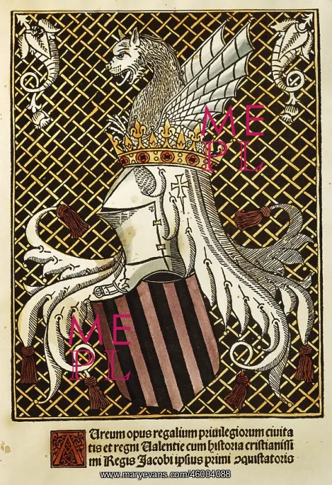  : Heraldry. Coat of arms, Spain, Valencia, woodcut
