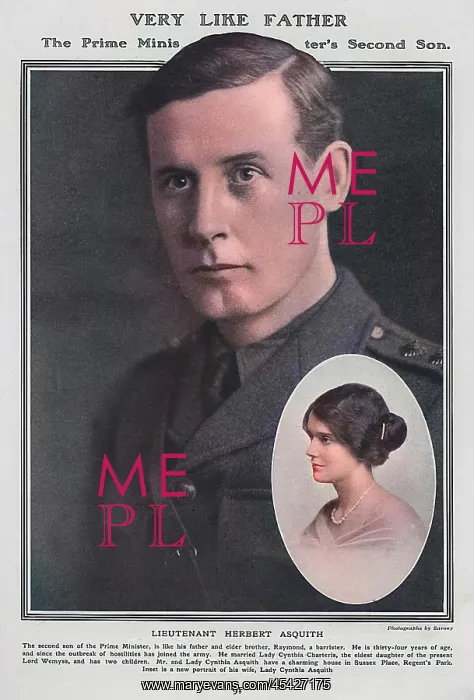 : Herbert and Cynthia Asquith during World War One : Herbert and Cynthia Asquith during World War One
