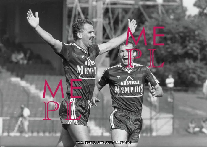 : Herbert Prohaska after scoring 1-0. Anton Pfeffer : Herbert Prohaska after scoring 1-0. Anton Pfeffer
