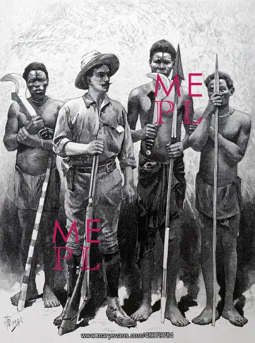 : Herbert Ward with some of his native guides during : Herbert Ward with some of his native guides during
