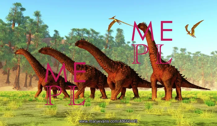 : Herd of Alamosaurus dinosaurs with Pteranodon : Herd of Alamosaurus dinosaurs with Pteranodon