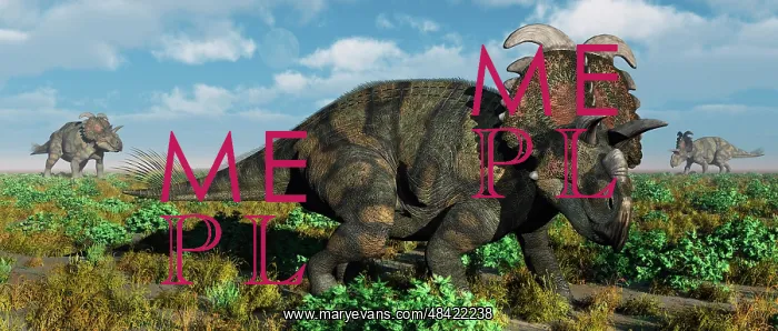 : A herd of Albertaceratops from the Cretaceous Period : A herd of Albertaceratops from the Cretaceous Period
