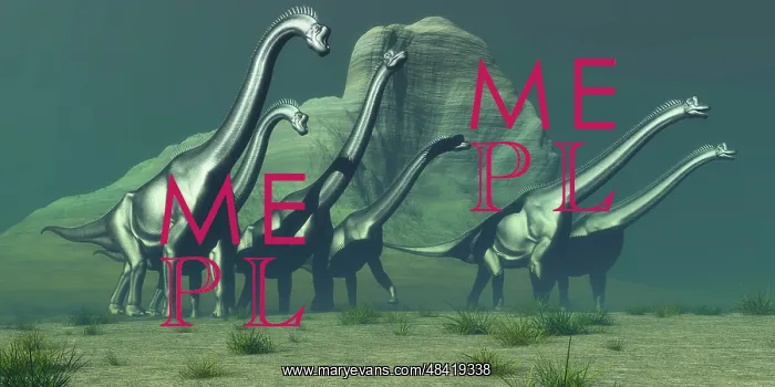: A herd of Brachiosaurus dinosaurs pass a high bluff : A herd of Brachiosaurus dinosaurs pass a high bluff