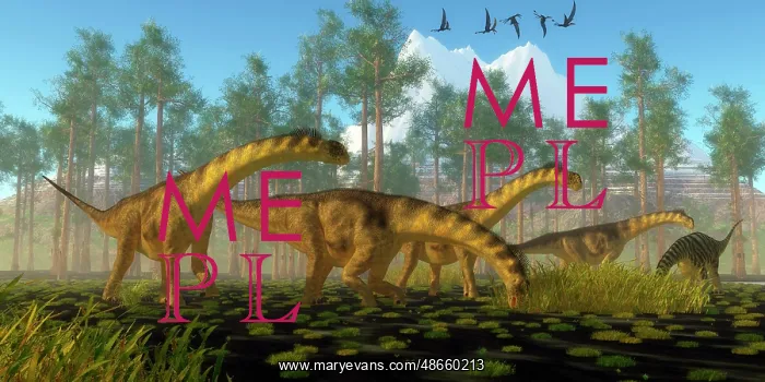 : A herd of Camarasaurus dinosaurs eating vegetation : A herd of Camarasaurus dinosaurs eating vegetation