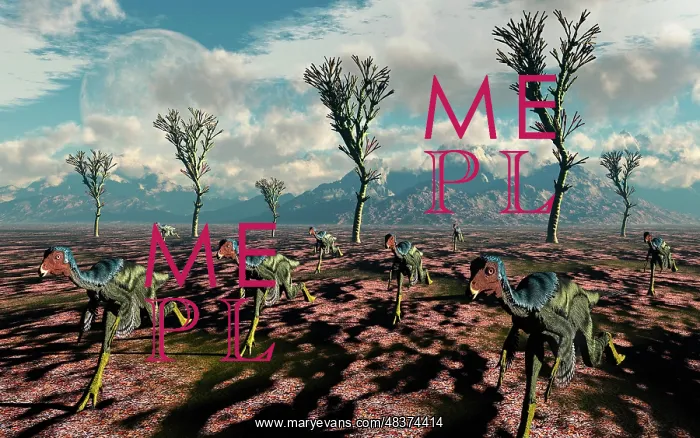 : Herd of Caudipteryx displaying bird-like flocking motion : Herd of Caudipteryx displaying bird-like flocking motion