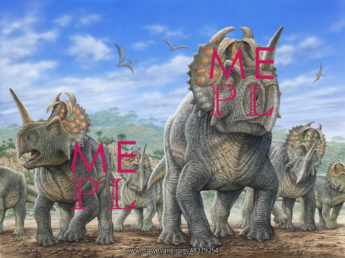 : A herd of Centrosaurus dinosaurs : A herd of Centrosaurus dinosaurs