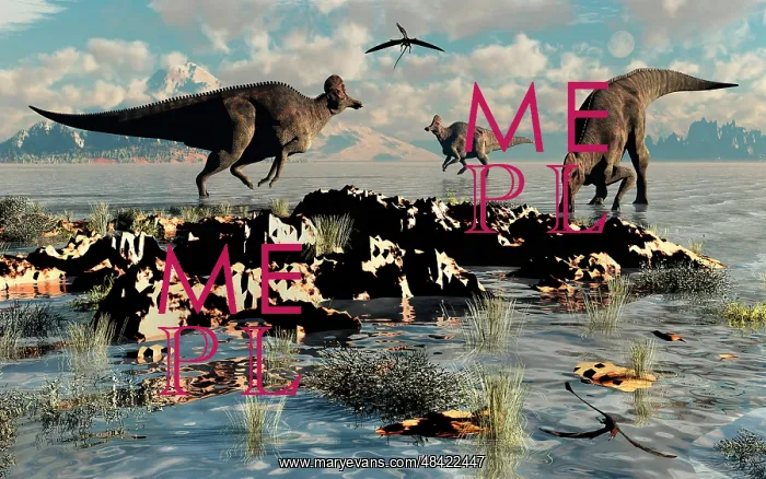 : Herd of Corythosaurus duckbill dinosaurs grazing : Herd of Corythosaurus duckbill dinosaurs grazing