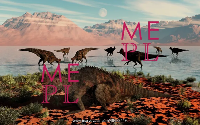 : Herd of Corythosaurus duckbill dinosaurs grazing : Herd of Corythosaurus duckbill dinosaurs grazing
