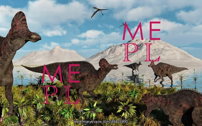 : A herd of duckbilled Corythosaurus dinosaurs : A herd of duckbilled Corythosaurus dinosaurs