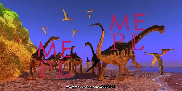 : Herd of Europasaurus dinosaurs walking down a : Herd of Europasaurus dinosaurs walking down a