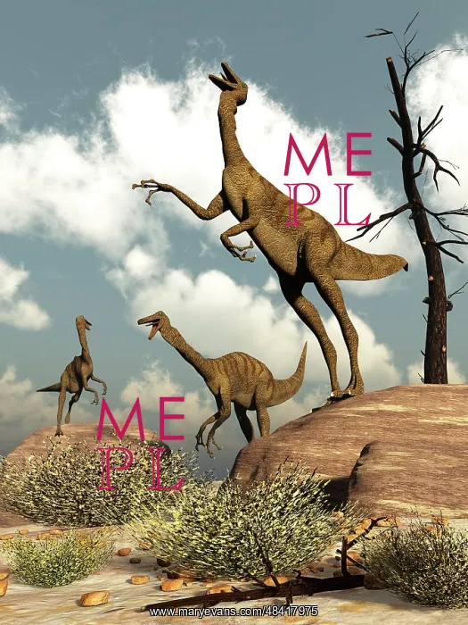 : Herd of Gallimimus dinosaurs in the desert : Herd of Gallimimus dinosaurs in the desert