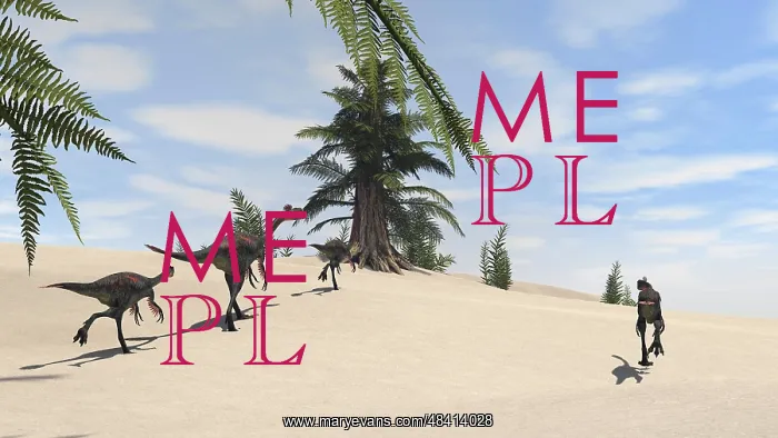 : Herd of Gigantoraptors on desert terrain : Herd of Gigantoraptors on desert terrain
