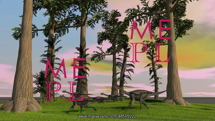 : Herd of Gigantoraptors running across a grassy field : Herd of Gigantoraptors running across a grassy field