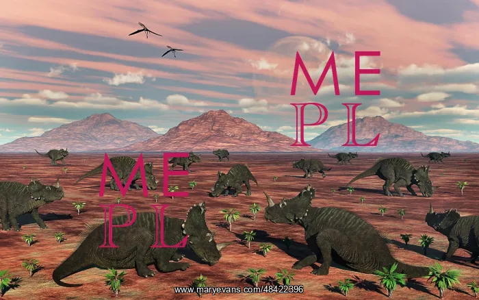 : A herd of herbivorous Centrosaurus dinosaurs : A herd of herbivorous Centrosaurus dinosaurs
