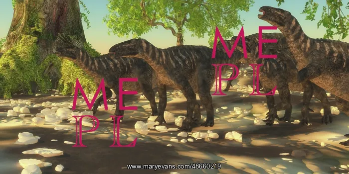 : A herd of herbivorous Iguanodon dinosaurs : A herd of herbivorous Iguanodon dinosaurs