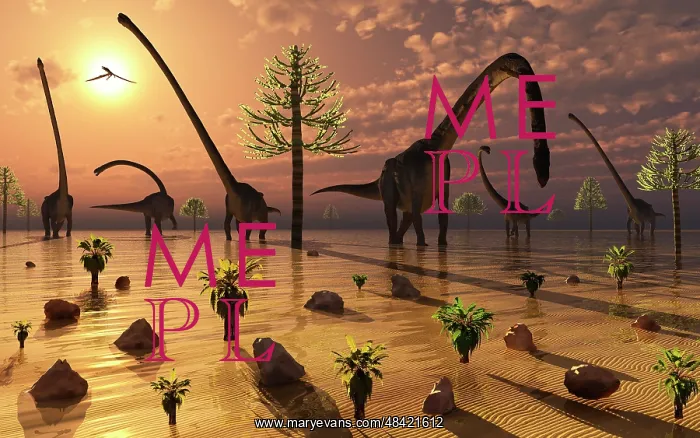 : A herd of Omeisaurus dinosaurs grazing : A herd of Omeisaurus dinosaurs grazing