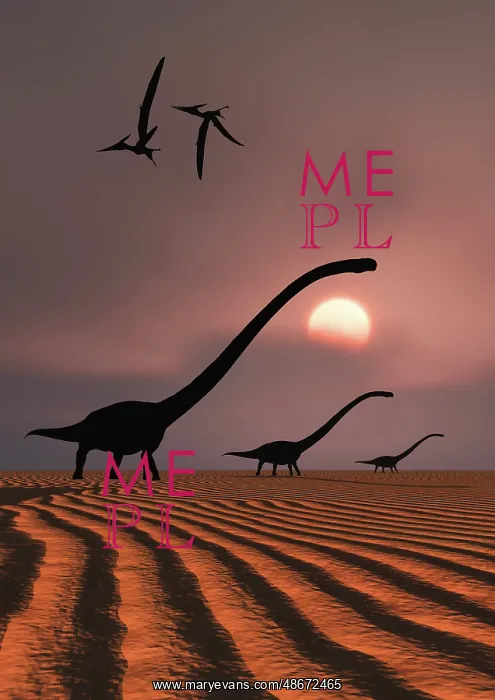 : A herd of Omeisaurus dinosaurs silhouetted against : A herd of Omeisaurus dinosaurs silhouetted against