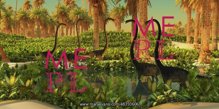 : A herd of Omeisaurus dinosaurs at a watering hole : A herd of Omeisaurus dinosaurs at a watering hole