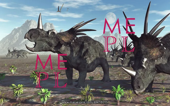 : A herd of Styracosaurus dinosaurs during Earth's Cretaceous : A herd of Styracosaurus dinosaurs during Earth's Cretaceous
