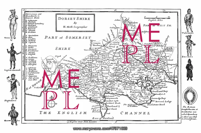 : Herman Moll, Dorset, 1724 : Herman Moll, Dorset, 1724