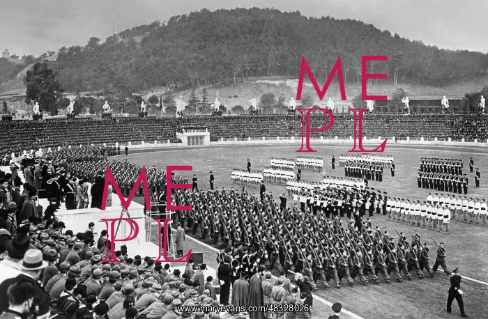 : Hermann Goering and Benito Mussolini at a parade : Hermann Goering and Benito Mussolini at a parade