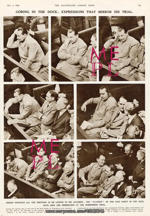 : Hermann Goering in the dock at Nuremberg trials : Hermann Goering in the dock at Nuremberg trials