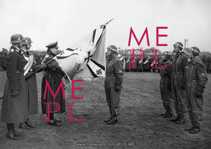 : Hermann Goering hands over a flag, 1938 : Hermann Goering hands over a flag, 1938