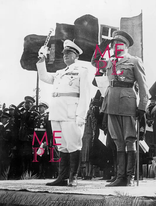 : Hermann Goering and Marshal Balbo inspect a parade : Hermann Goering and Marshal Balbo inspect a parade