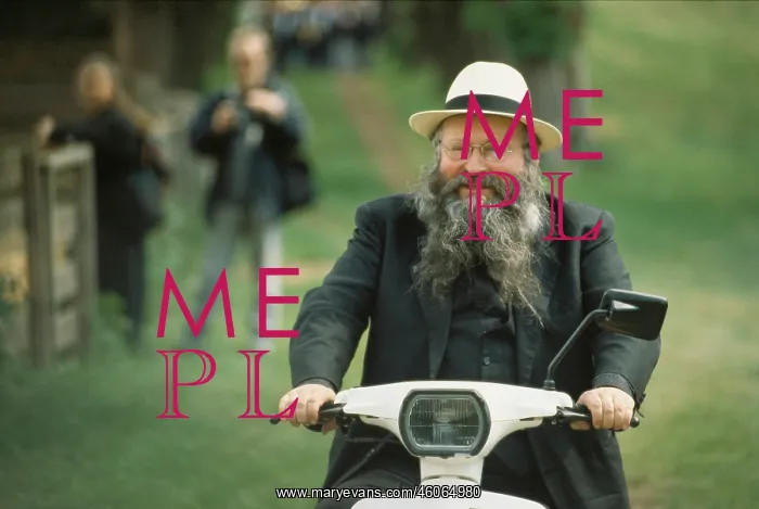 : Hermann Nitsch on his moped : Hermann Nitsch on his moped