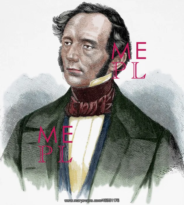 : Hermann von Beckerath (1801-1870). Colored engraving : Hermann von Beckerath (1801-1870). Colored engraving