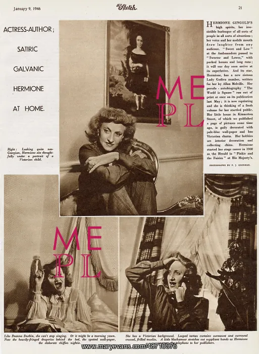: Hermione Gingold at home : Hermione Gingold at home