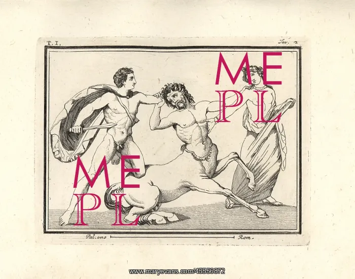 : A hero (Theseus) about to stab the centaur Euritus : A hero (Theseus) about to stab the centaur Euritus